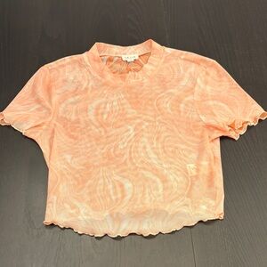 Le Lis Peach Swirl Mesh Crop Top